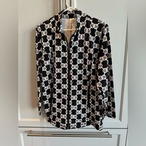 Lulu-B Plus Size 1X Black Medallion UPF 50+ Full Zip Jacket